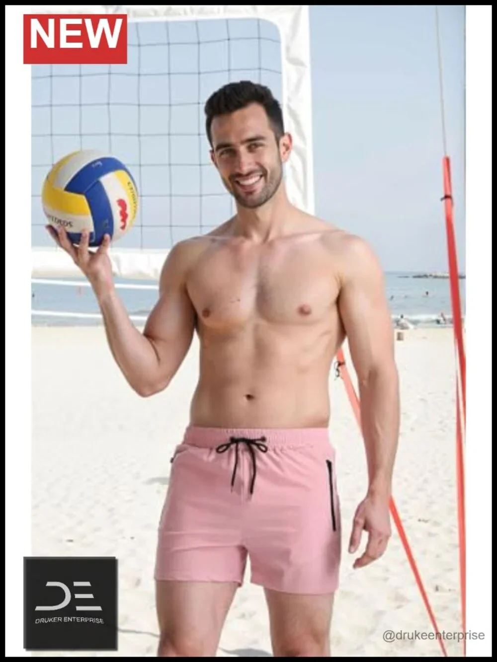 Quick-Dry Swim Trunks with Zipper Pockets Mesh Lining UPF 25